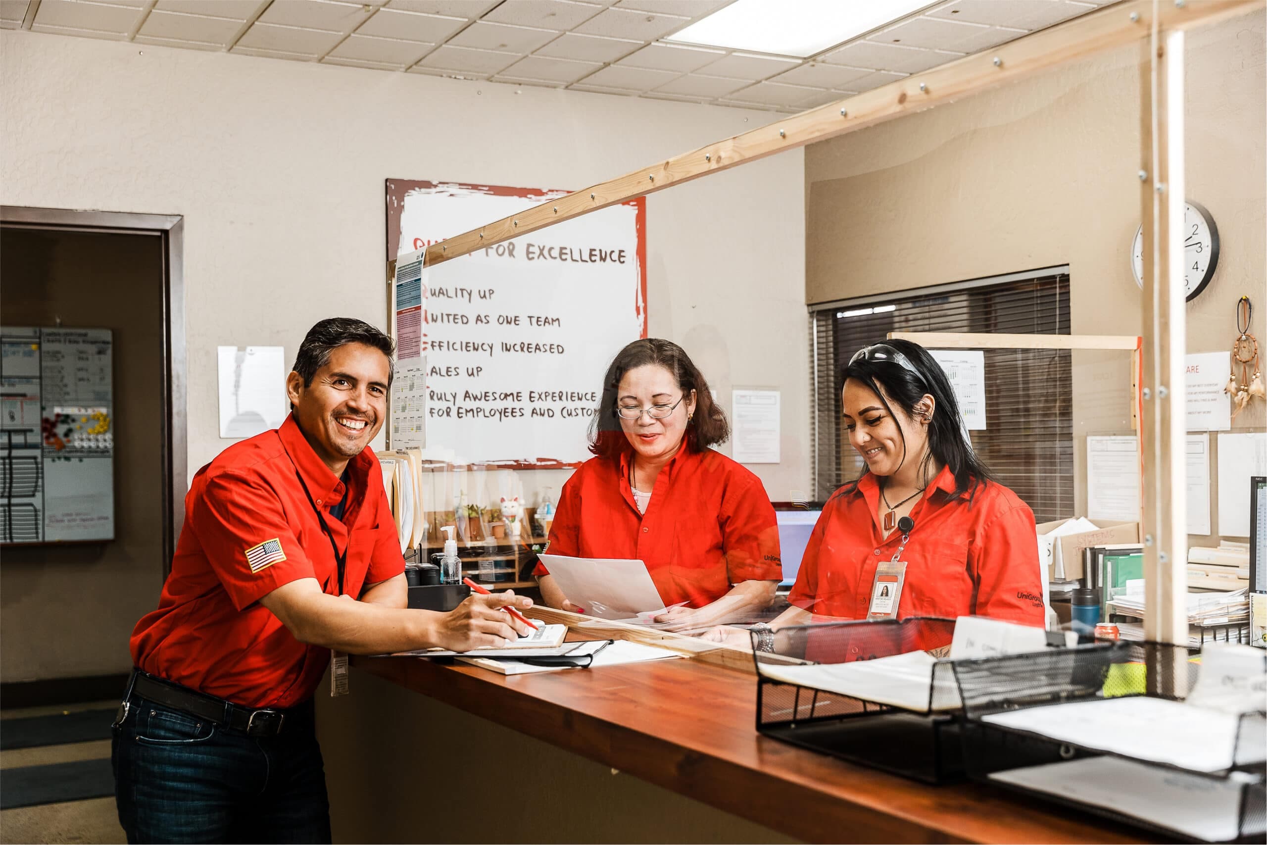 logistics workers in office